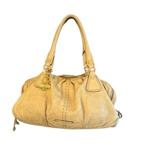 👜 Cole Haan Dark Tan Leather Tote Bag – 14” x 18” | 3 Zipper Compartments 👜